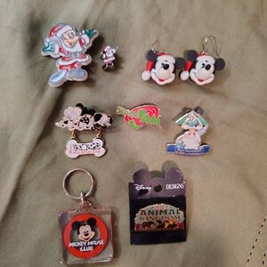 Disney Pin & Keychain Lot - Mickey, 101 Dalmatians, Space Jam, Animal Kingdom